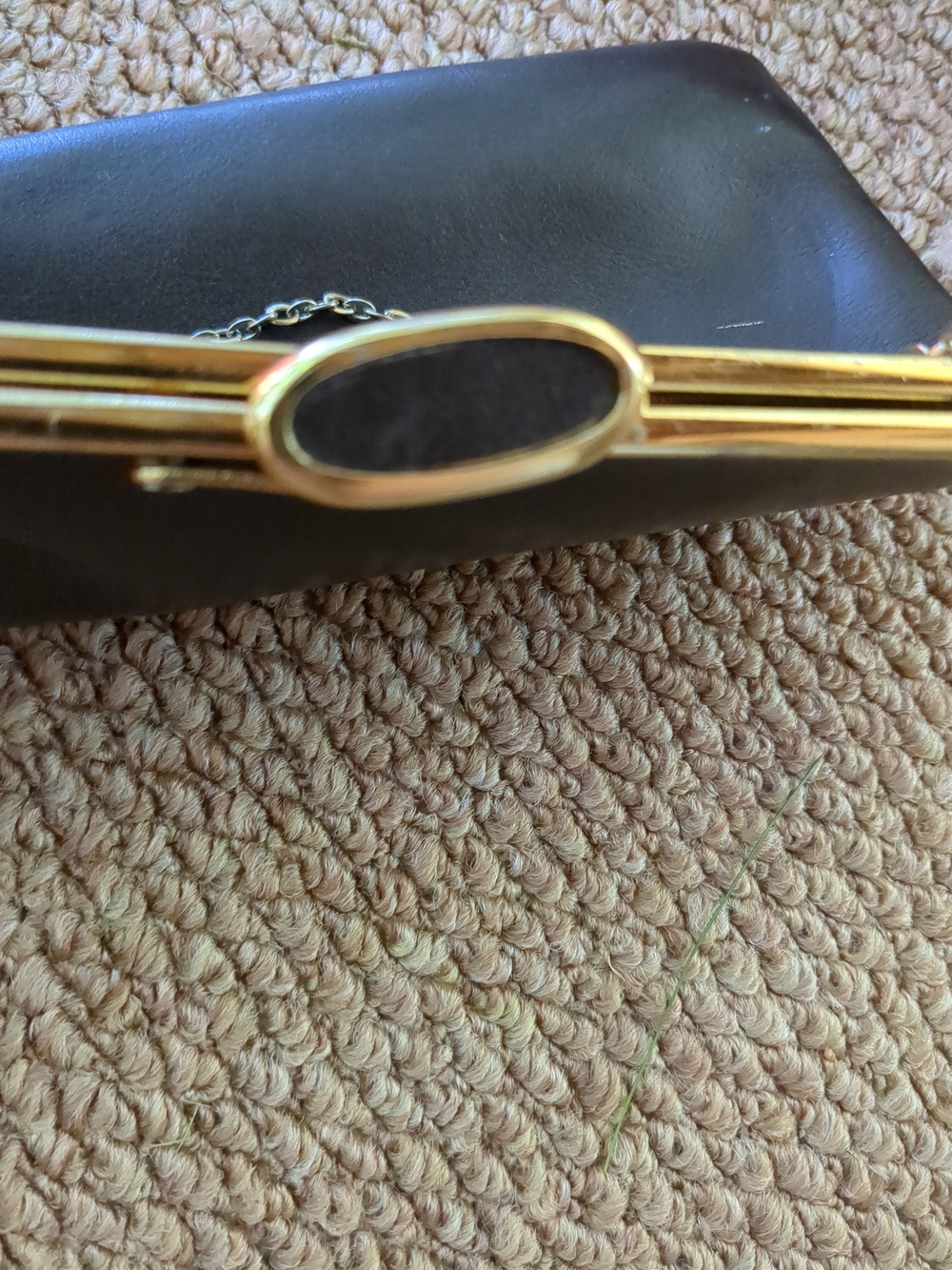 Vintage Black Women's Leather Clutch with Gold Accent Clasp 4 Way Open